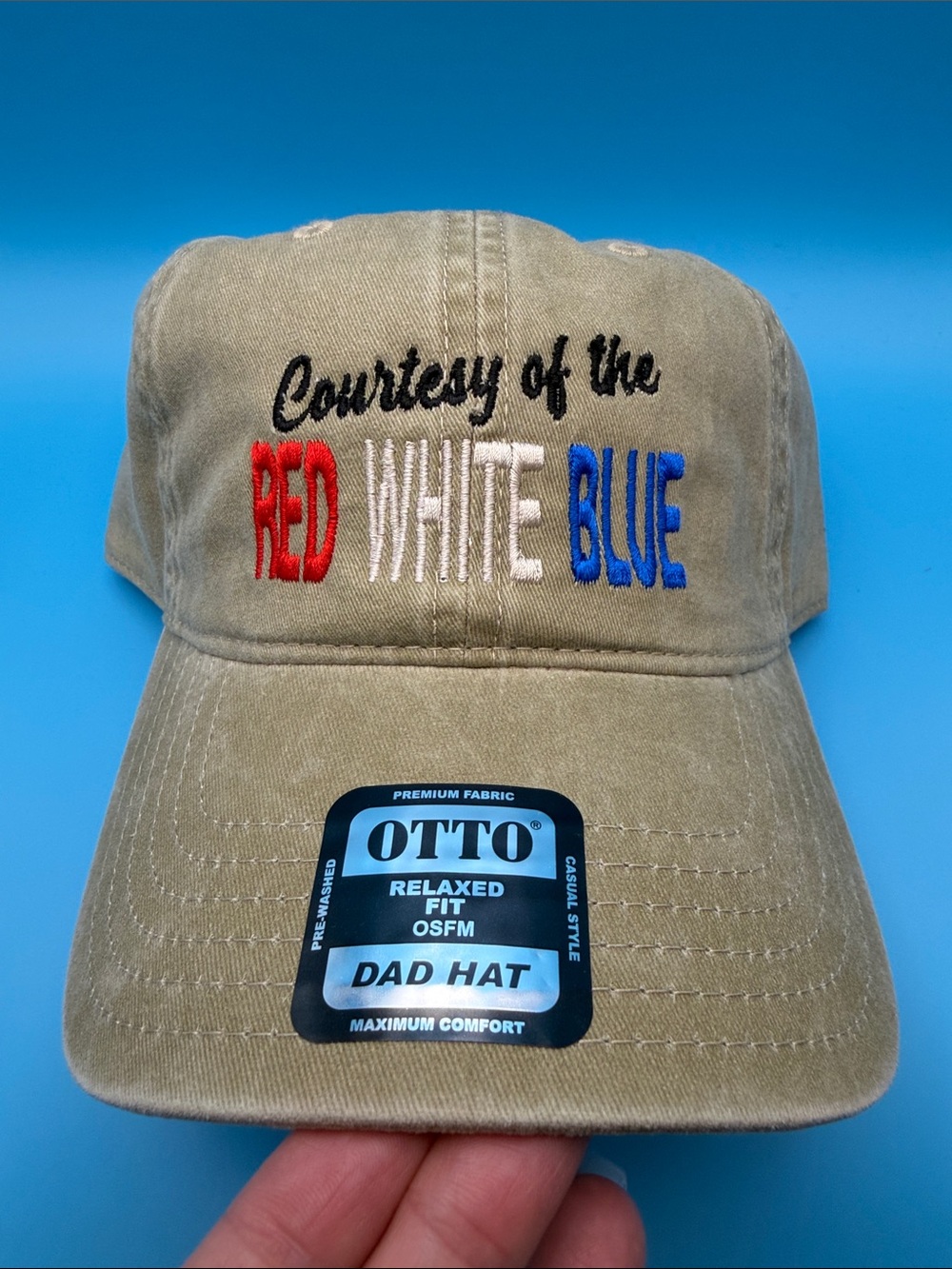 Patriotic Trucker Hat Baseball Cap Dad USA Red White Blue Otto Vacation Beach